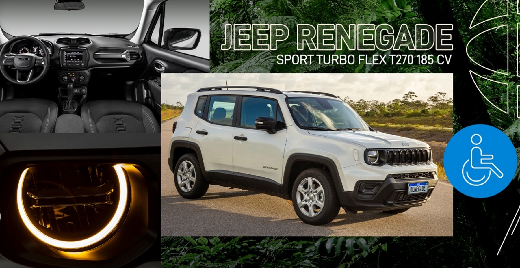 O Renegade Sport 1.3 TurboFlex T270 de 185cv é oferecido a partir de R$ 109.734