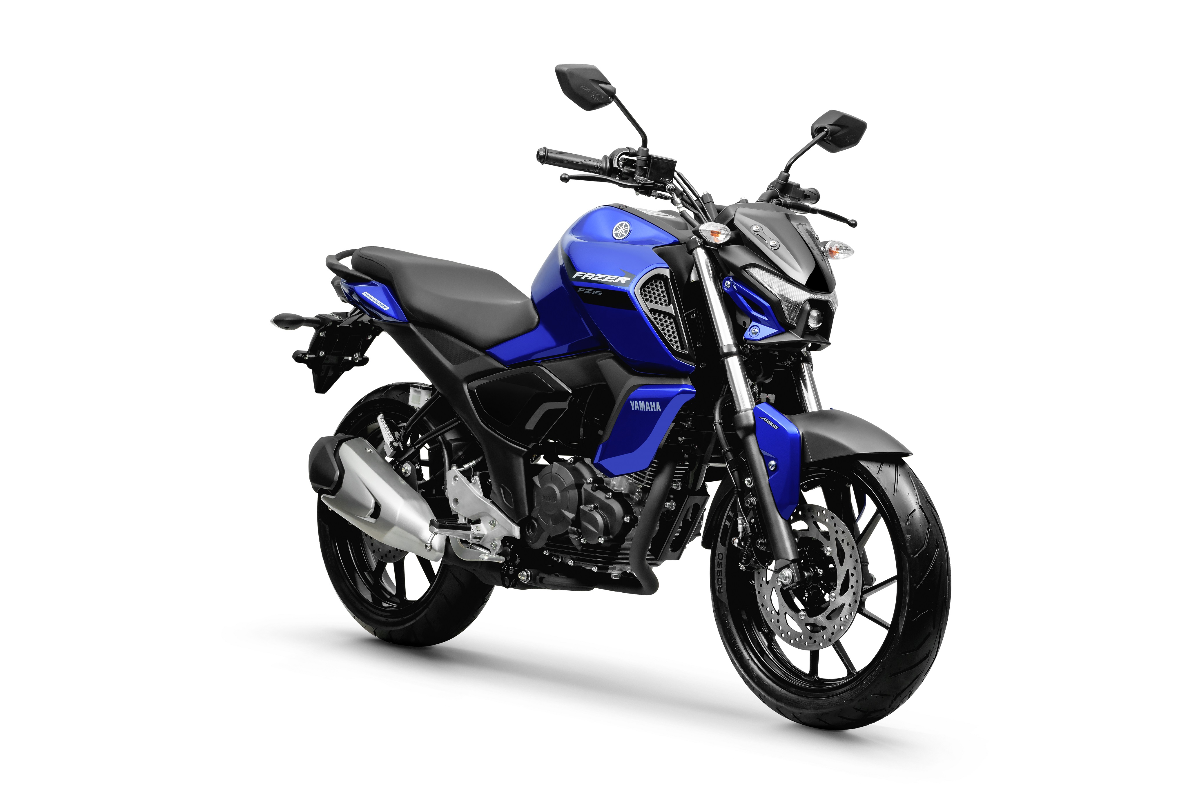 Yamaha Fazer FZ15 azul de frente.