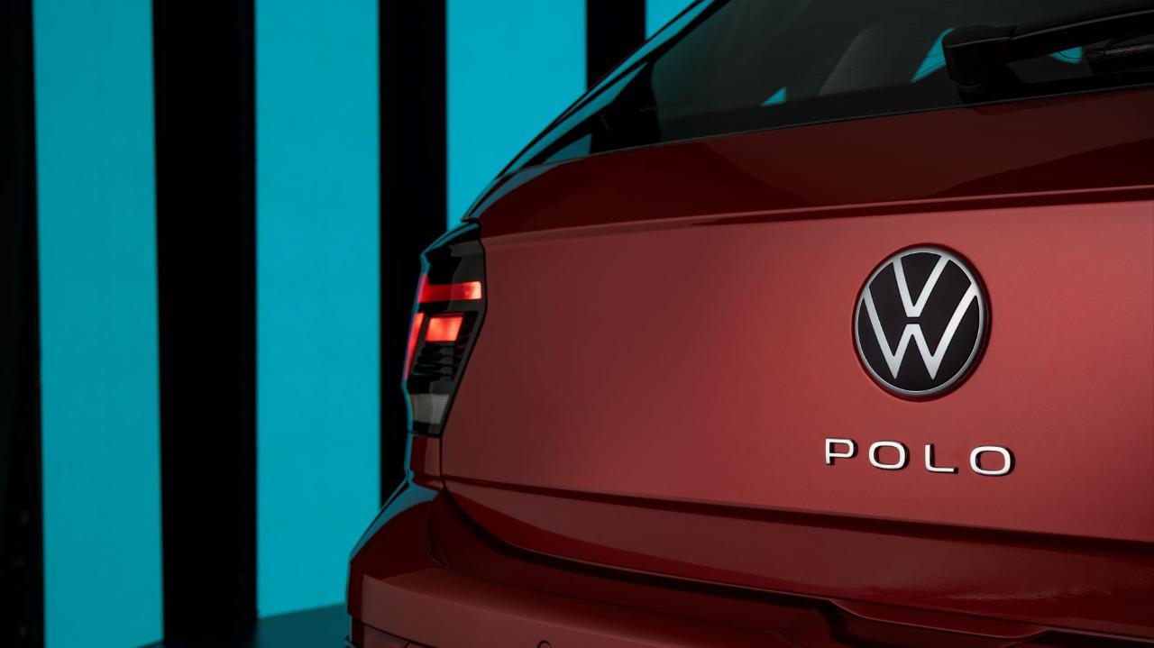 The VW Polo 2023 details of the red sun have a new logo and name in the gallery