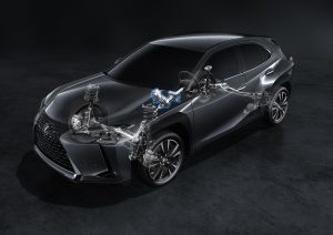 Lexus UX 250h modelo 2023 cinza escuro motorização híbrida de 184cv