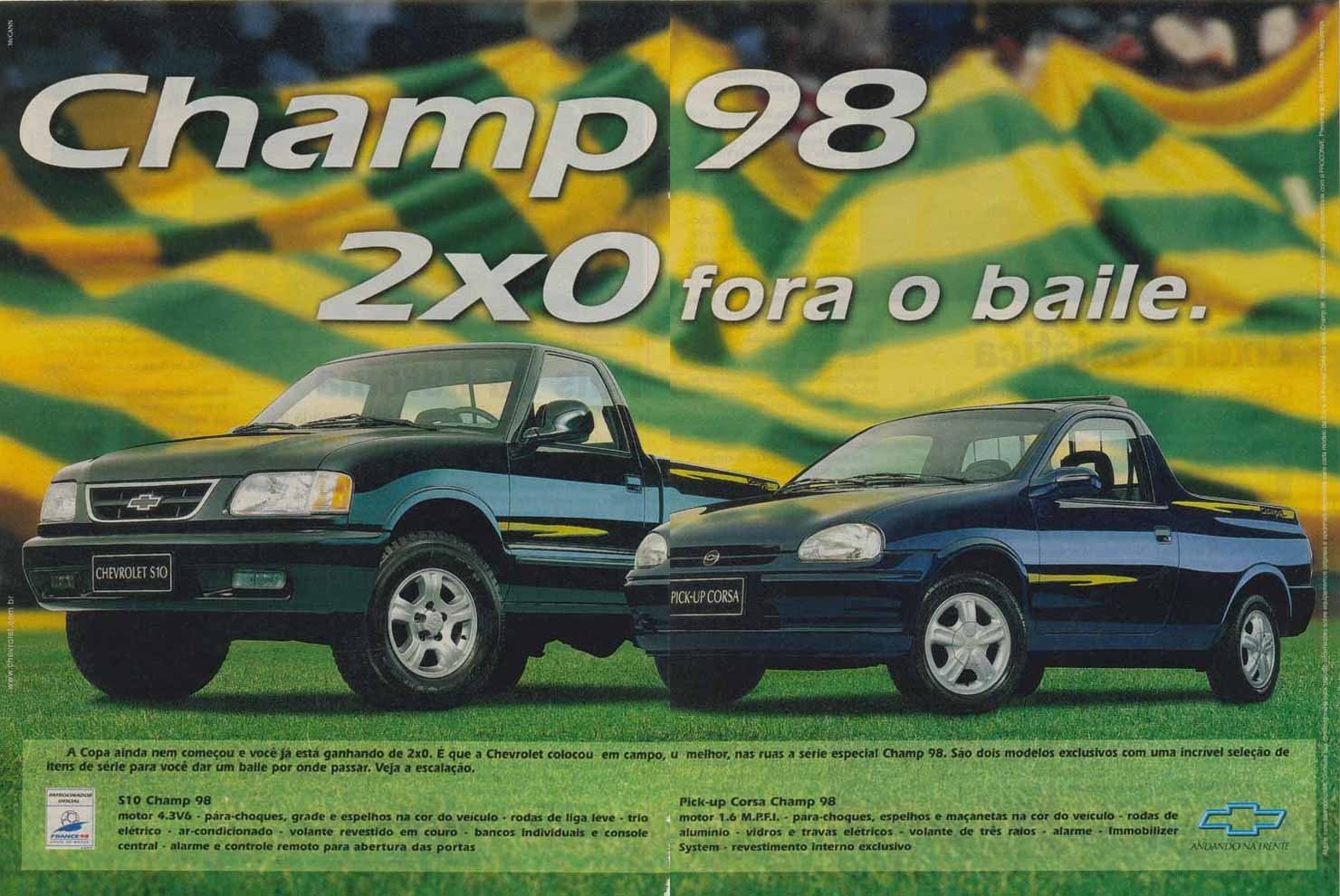 Chevrolet  Corsa Pick-up e S10 1998 da série especial Champ de frente