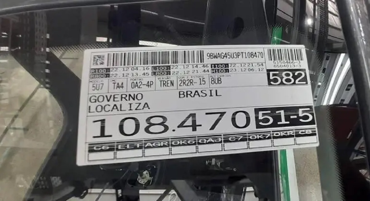Numeração de chassi do último exemplar do Volkswagen Gol produzido no Brasil