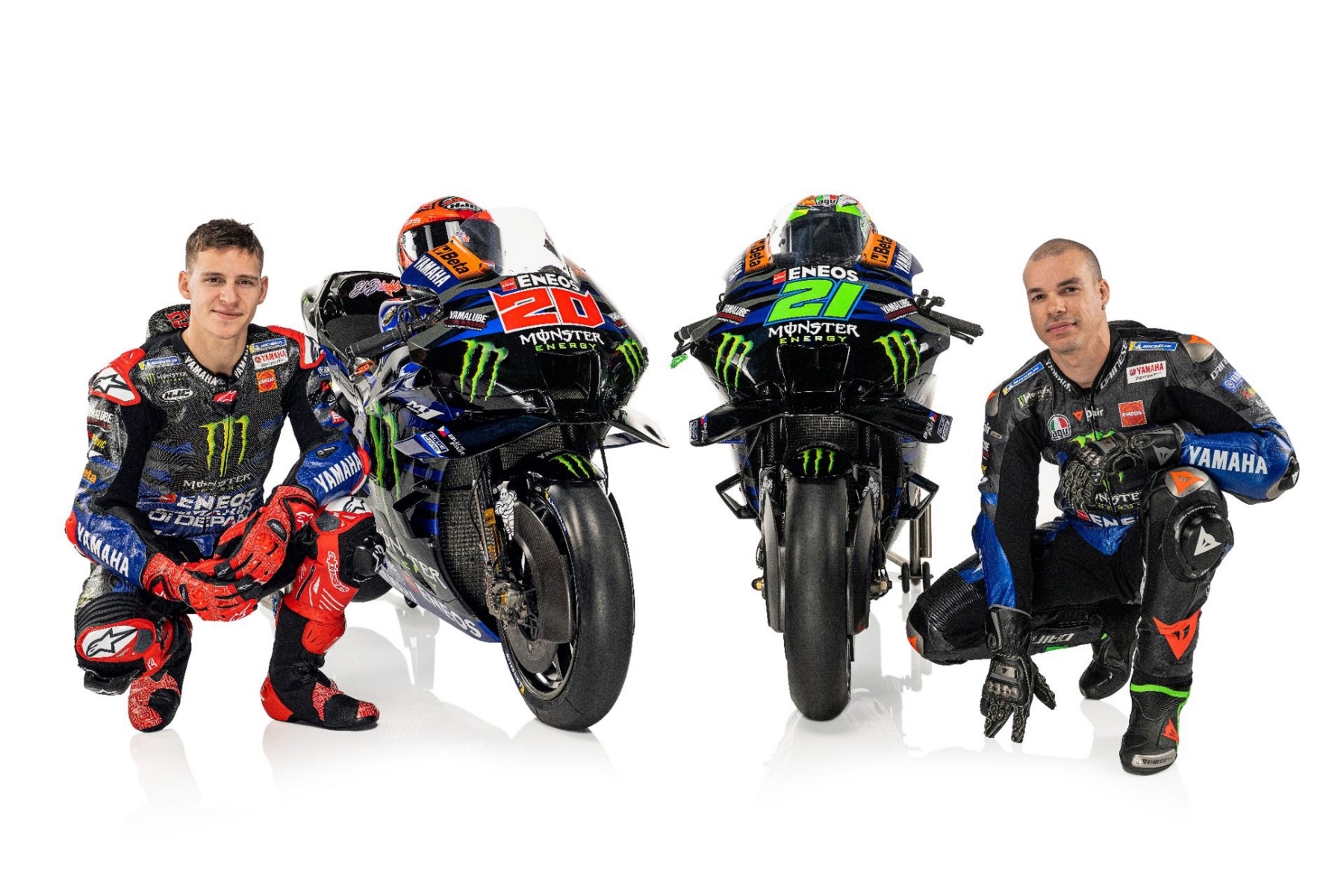 motogp yamaha yzr m1 2023 com os pilortos fabio quartararp e franco morbidelli