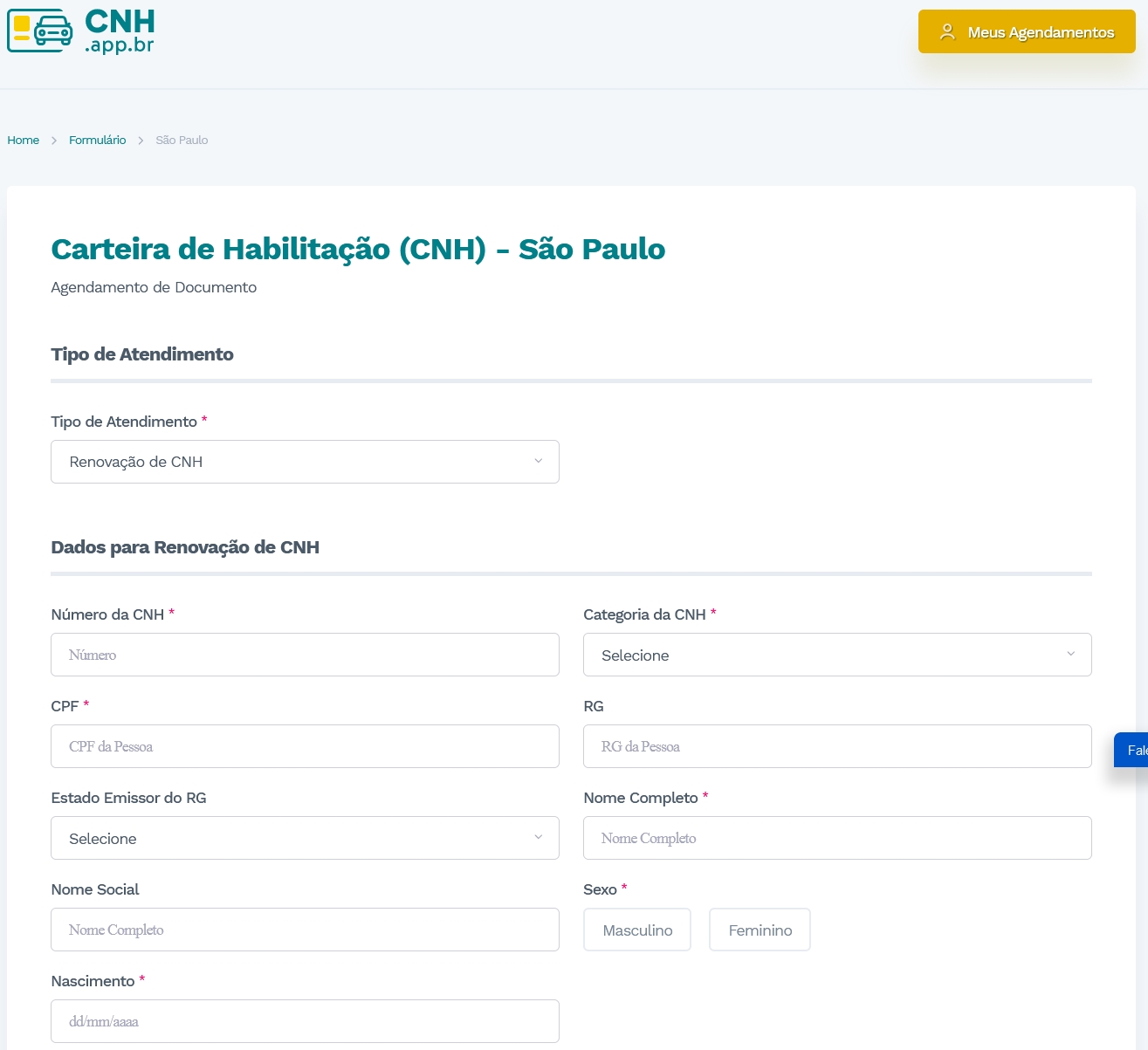 Reprodução de tela de site que cobra por renovação da CNH, golpe que vem fazendo vítimas em São Paulo.