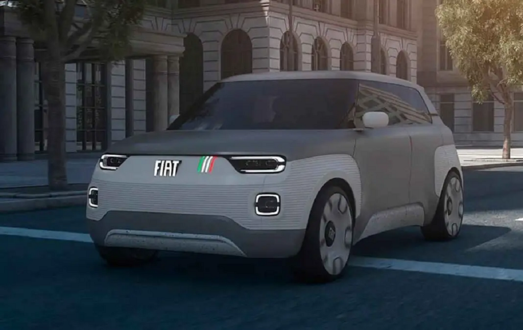 Conceito Fiat Centoventi visto de frente na rua. Ele será inspiração para o novo Fiat Argo.