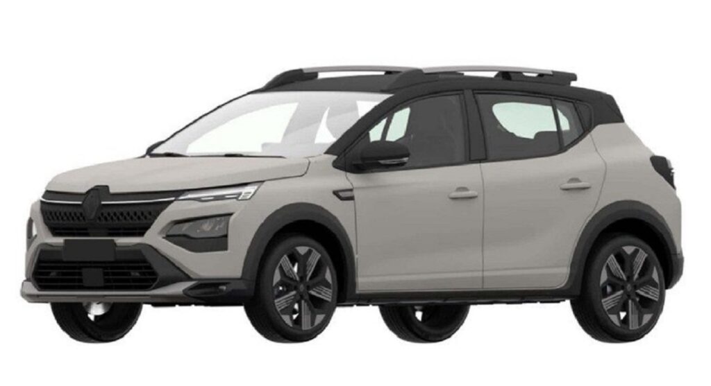 Imagem de patente do novo crossover da Renault que tomará o lugar do Stepway. Ele é visto da diagonal frontal.