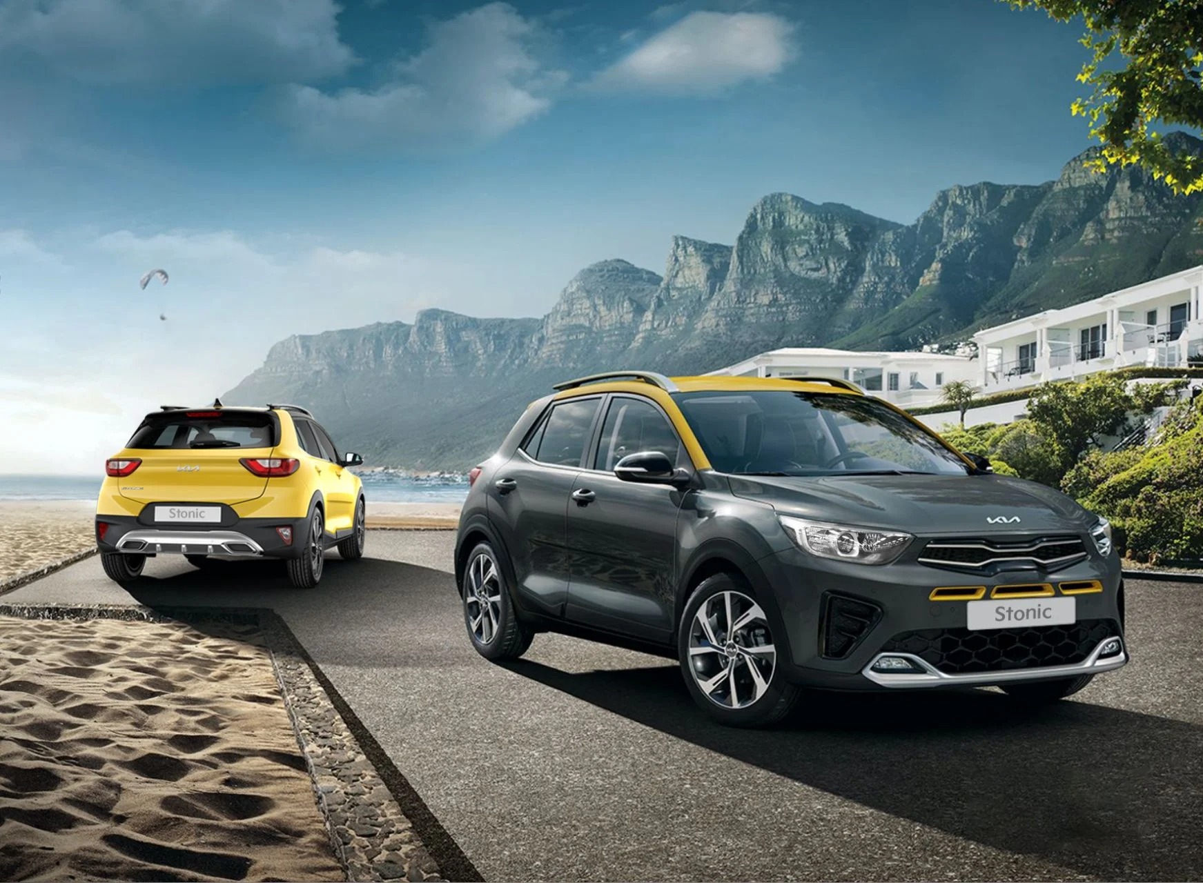 kia stonic cinza frente amarelo