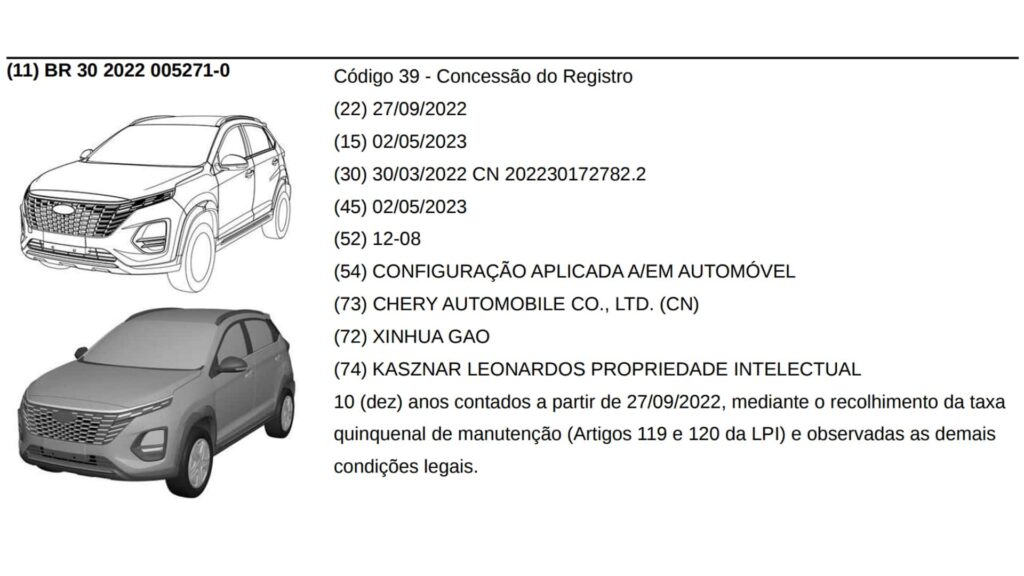 Registro INPI do modelo reestilizado.