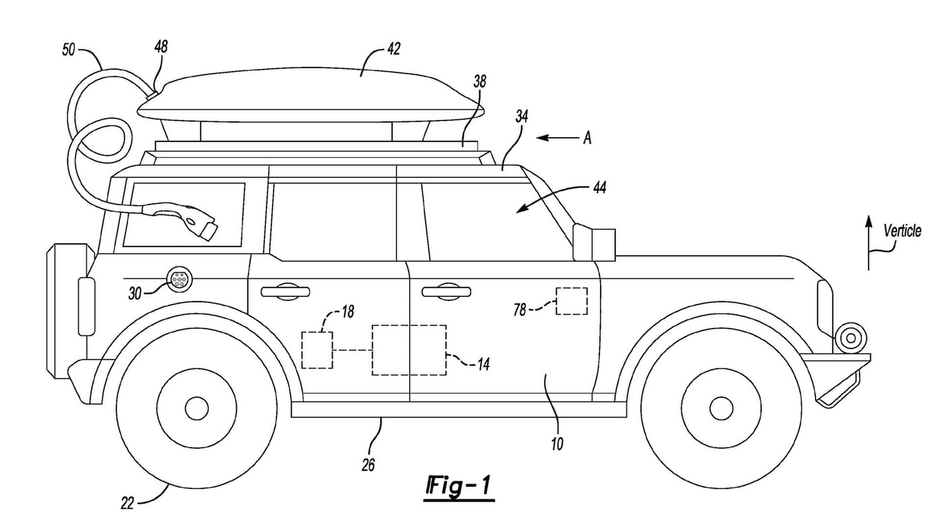 Imagem patente da Ford sobre carregador portátil de baterias para carros elétricos
