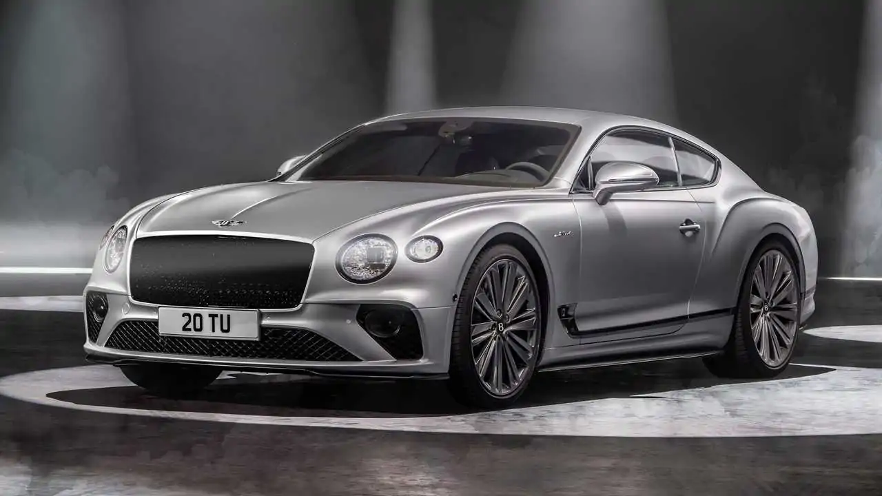 Silver Bentley Continental GT Speed ​​visto da diagonal frontal. O modelo era um dos supercarros de luxo exigidos por Neymar.