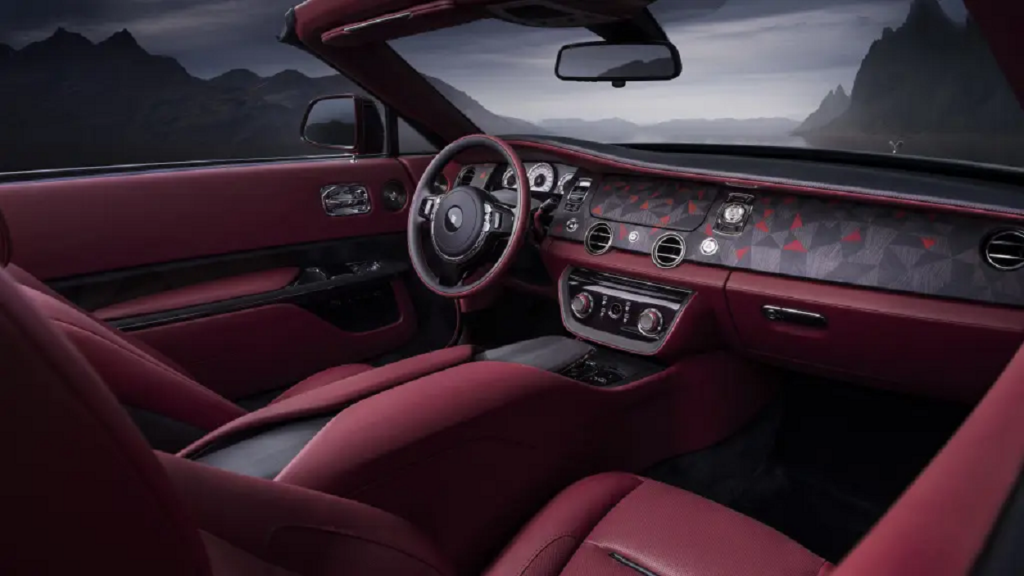 Rolls-Royce Droptail La Rose Noire visto pelo interior.