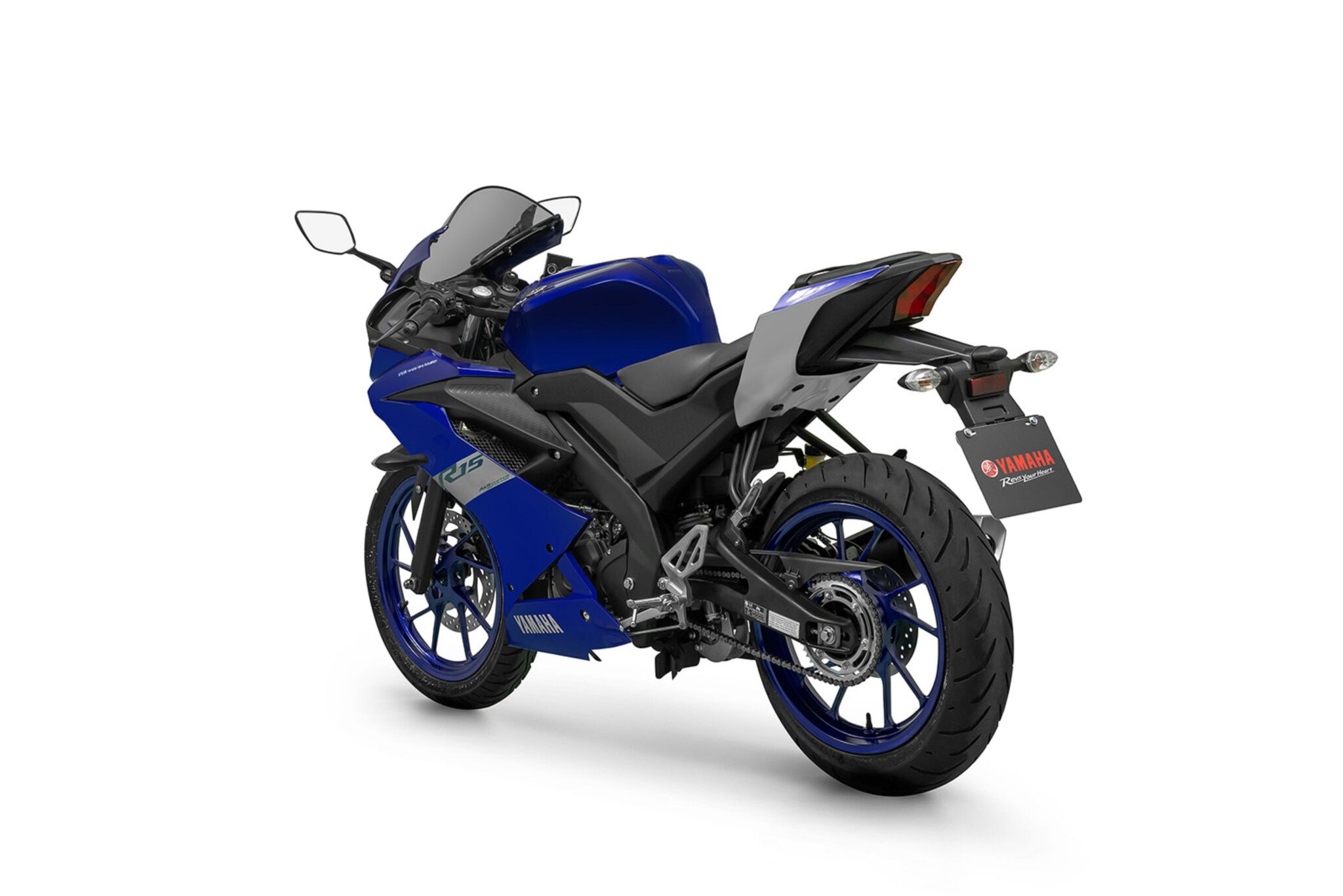 Yamaha YZF-R15 azul de traseira