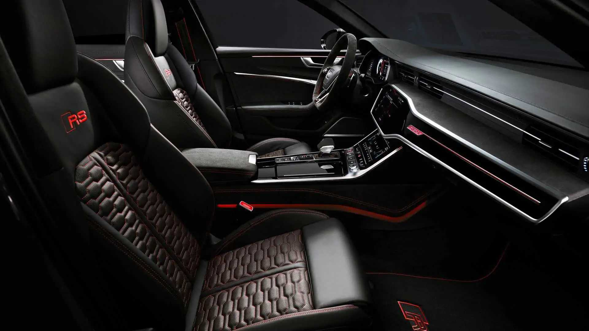 Interior com costuras vermelhas RS do novo Audi rs 6 avant performance